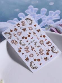 2PCS Thiết kế nghệ thuật làm móng Giáng sinh, Miếng dán móng tay lấp lánh hình ngôi sao hươu, đồng hồ ông già Noel, ly rượu vang, ly sâm panh, họa tiết pháo hoa, miếng dán móng tay nghệ thuật 3D, miếng dán tự dính cho đồ dùng làm móng bằng acrylic, thiết kế móng tay tự làm tại nhà ngày lễ - Nhiều màu - Xem 9