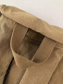 1pc Solid Color Nylon Waterproof Zipper Closure Minimalist Backpack, Suitable For Boys & Girls, Spring/Summer Use