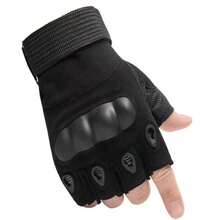 1 Pair Half Finger Shell Motorcycle Outdoor Cycling Gloves - Black - View 3