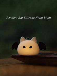 1PC Bat Night Light Silicone Pendant, Soft Glow, LED, Silicone Material, Hanging Design, USB Rechargeable, Decorative, Kids Room, Cute Style.