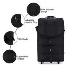 NetHong Men's Large Expandable Foldable Suitcase Collapsible Rolling Travel Luggage Bag,60*40*20cm - Black (small) - View 6