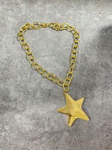 时尚银链项链，粗链项链，50年代风格项链，厚链项链，波西米亚风格项链，女士珠宝礼物 - golden-star - 查看 6