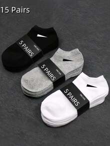 1/6/9/15 双简约百搭短袜，男女皆宜，透气，日常穿着，白色、黑色、灰色