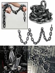 1pc Halloween Plastic Fake Chain Props, Plastic Prison Chain Suitable For Halloween Party Role-Playing Accessories Costume Decorations - Multicolor - View 1