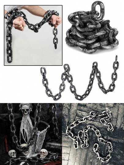 1pc Halloween Plastic Fake Chain Props, Plastic Prison Chain Suitable For Halloween Party Role-Playing Accessories Costume Decorations