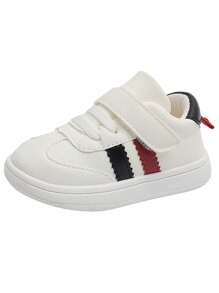 1 par de zapatos nuevos de moda y lindos para niños pequeños, adecuados para niños de 1 a 4 años, para usar en interiores/exteriores en todas las estaciones, con parte superior, suela blanda antideslizante y resistente al agua, punta cerrada gruesa, diseño de de fácil puesta y quitado, zapatillas casuales cómodas para bebés