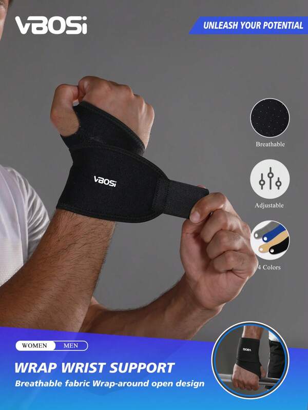 VBOSI 1 Piece Adjustable Neoprene Wrist Support Wrap – Lightweight & Breathable With Air Holes For Men & Women, Ideal For Weightlifting & Cycling Gym Gym Wristbands Accessories
