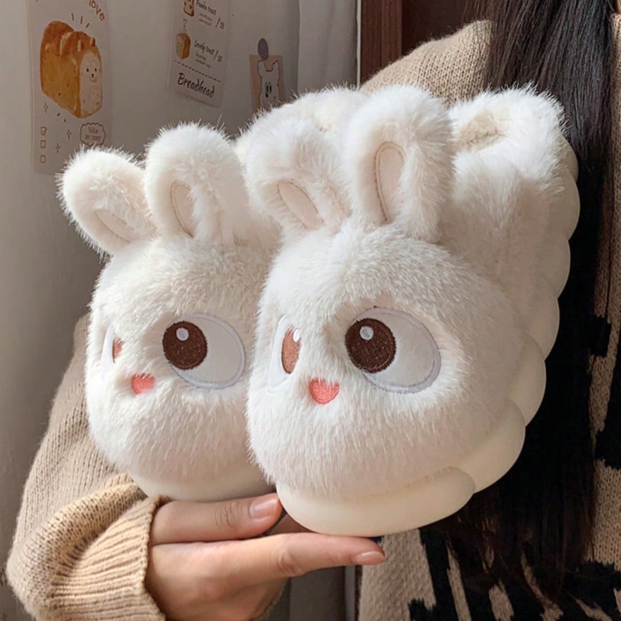 Pantuflas de felpa para mujer, cálidas y cómodas, adecuadas para uso casual en otoño/invierno, nuevos zapatos de casa elegantes para damas 2025, de