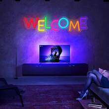 可调节 LED 霓虹灯 - 多色可调光 LED 霓虹灯 - USB 供电商务欢迎标识 - 理想的墙面装饰和礼物