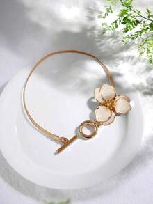 1pc Summer Green Gradient Charm Beach Style Colorful Floral Tri-Leaf Anklet For Women - White Clover Anklet - View 4