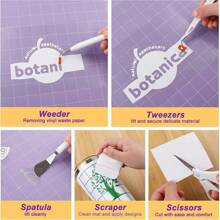 5/6pcs Vinyl Craft Precision Weeding Tool Set, Vinyl Matching Waste Collection Tray DIY Silicone Desktop Trash Collector, Craft Tweezers, Trimming Tools Suitable For Silhouette/Siser/Oracal 631 651 751 Cutting And Engraving Machines