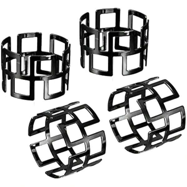 Metal Napkin Rings Set Of 4, Hollow Out Napkin Ring Holder Buckle For Dining Table Decorations Wedding Birthday Holiday Party, Black