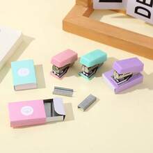 Three Color Morandi Stapler Stapler Storage Box Mini Set. 3.9 * 2.7cm Compact & Adorable, Great For Office, Classroom & Home. Ideal For Binding Docs, Small Packaging. Easy Storage & Portability, Back To School Essential.
