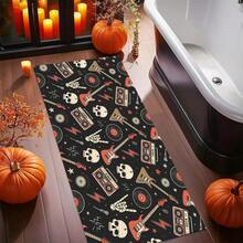 1 buc. Covoraș cu design de craniu, moale și durabil, covoraș antiderapant din poliester, potrivit pentru sufragerie, dormitor, cameră de jocuri și baie, Halloween