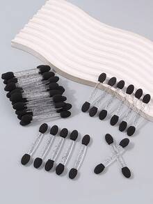 50pcs Double-Sided Makeup Sponge Eyeshadow Blender Brush, Multi-Functional Beginner's Professional Makeup Tools, Portable - Black - View 1