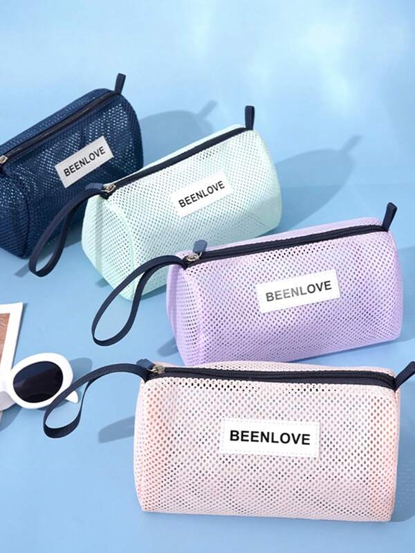 Bolsa de malla de playa de moda con gafas de natación y artículos de tocador, organizador portátil de cosméticos y estuche de viaje