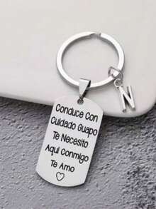 1 pieza Llavero de acero inoxidable con tallado estilo español, regalo romántico del Día de San Valentín para esposo o novio, accesorios de coche, accesorios góticos lindos de Y2K, accesorios del Día del Maestro - Plateado - Ver 20