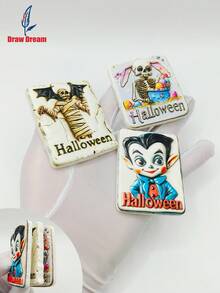 1PC Halloween Style 3d Stereo Flat Refrigerator Magnets, Skull & Devil Holiday Souvenir Refrigerator Magnets, Home Decoration Products, Kitchen, Room, Home, Suitable For Halloween Day Of The Dead Halloween Decor Room Decor - Color - View 2