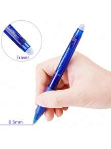 1 Stück 0,5mm professionelles löschbares Kugelschreiber-Set mit großer Kapazität - 2 schwarz-blaue radierbare Stifte + 10 Nachfüllpatronen + 1 Radiergummi - waschbarer Löschbarer Zauberstift, geeignet für Büro, Schreibwaren, Schulanfang