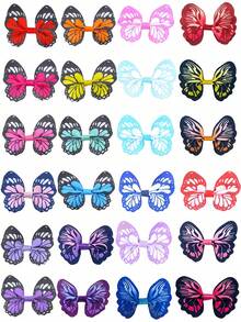 24Pcs Random Colorful Butterfly Hair Clips, Girls' Hair Clips, Hair Accessories For Birthday Parties And Performances