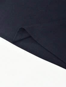 美式修身性感女式T恤，独特设计，秋季 - 藏蓝色 - 查看 2