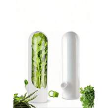 1pc/2pcs/3pcs Vegetable Freshness Containers, Keeps Cilantro, Asparagus Fresh, Suitable For Refrigerator Use, Preserves Bottled Herbs Freshness, Mint Fridge Storage, Keeps Greens Fresh For 2-3 Weeks, Vegetable Preserving Supplies - White - View 4