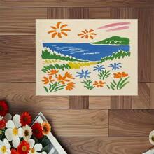 1/2/4/6 Set, Simple And Creative Watercolor Style Patterns, Bright Colors, Fashion, Minimalism, Linen Table Mat, Dining Table Decoration, Creative Printing, Washable Table Mat, Practical And Warm Desktop Decoration, Essential For Home And Kitchen, Suitable For Family Gatherings, Holiday Decoration, And Room Decoration.