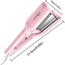 Fer à friser en U profond et lisseur, Crimper en U profond, Coiffage à haute température à sec et à l'eau, Grandes vagues faciles à un clic, Cadeau de coiffure idéal pour la petite amie et la mère, Indispensable pour la rentrée scolaire (Rose)