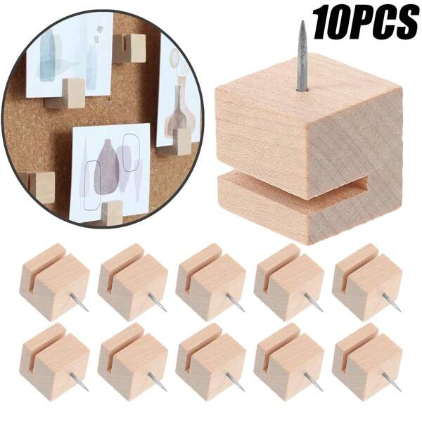 10 DIY Holz-Stecknadel-Clips, Pinnwand-Stecknadel-Clips, Fotos, Visitenkarten, weiche Holzbretter, Karten, Fotos, Kalender