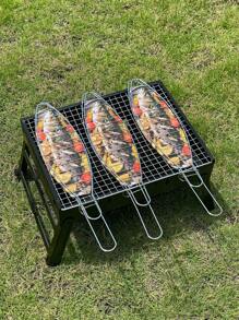 6 Stück BBQ Fischgrill-Netze, abnehmbare Grill-Netze und Fischgrill-Netze sind essentielle Artikel für Outdoor-Camping und Picknick. (Unebenheiten während des Transports sind normal.)