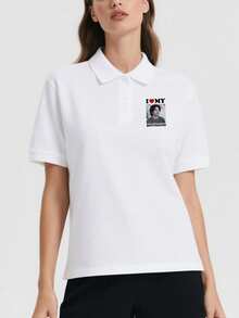 Tùy chỉnh áo thun Polo nữ theo yêu cầu và tải ảnh của riêng bạn lên để thiết kế trang phục của riêng bạn Fallow, Áo thun Polo tùy chỉnh. - trắng - Xem 2