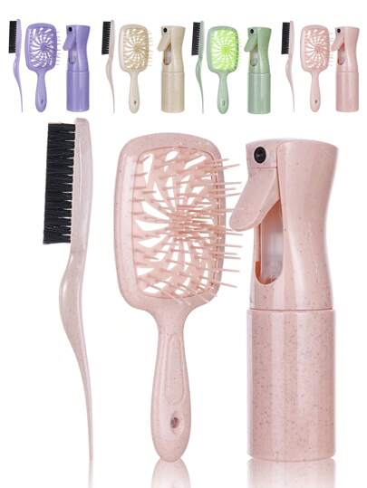 Hair Brush Set Of 3 – Includes Wide Tooth Comb, Anti-Knot Comb, And Soft Scalp Massage Brush – Ideal For All Hair Types Including Wet, Dry, Thick, Curly, Natural, And Straight Hair – Helps Reduce Hair Breakage, Split Ends, And Frizz – Comfortable Grip For Effortless Detangling And Styling