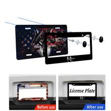 1pc Black 2-Hole License Plate Frame With Characters Pattern, Aluminum Material, 6x12 Inches, Includes Screw Set, Retro Novelty Car Decoration, Fits Standard US License Plate Size - 12x6 inch - Xem 3