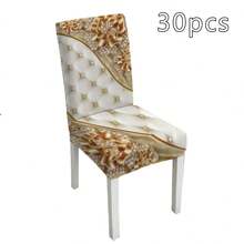 1pc/5pcs/7pcs/30pcs Table Cloth & Chair Cover Set, (5pcs Include 4 Chair Covers And 1 Table Cloth) (7pcs Include 6 Chair Covers And 1 Table Cloth), Creative Golden Floral Plaid Versatile Chair Cover And Tablecloth Set, Full Of Holiday Atmosphere, Add Joy For Family Gatherings, Rectangular Tablecloth Fits Square Tables, Stretch Chair Covers Suitable For Indoor Home Dining Room