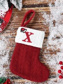 1pc Christmas Knit Monogram Stockings, Small Xmas English Letters Hanging Stockings Socks, Fireplace Decor, Hanging Decor, Christmas Stocking Fillers, Christmas Party Decorations, Party Favors Party Supplies, Christmas Tree Decorations, Christmas Decorations Home, Christmas Decor, Home Decor Room Decor, Christmas Baubles, Christmas Gifts Package, Xmas Decor, 2026 New Year Decor Winter