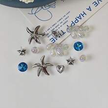 12 件 DIY 鞋饰装饰 - 闪亮星星、心形、几何水钻、非金属轻质材料、Y2K 时尚百搭可爱男女皆宜，适用于 EVA 凉鞋、拖鞋、可拆卸鞋面、节日礼物