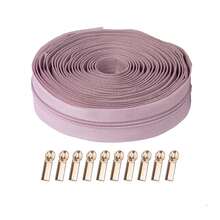 1 Set, 3# Nylon Zippers (450cm/177 Inch/5 Yards) With 10 Zipper Pulls, Suitable For Home Sewing DIY Replacement