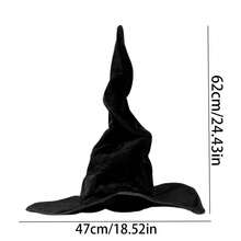 1pc Halloween Hat Children Wizard Hat Black Velvet Witch Hat Magician Twist Hat Party Dress Up Supplies Props