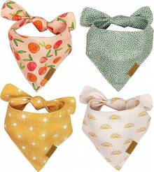 Remy+Roo Large Spring Dog Bandanas - 4 Pack Katherine Set |   Premium Durable Adjustable Polyester Fabric Dog Scarfs |   Patented Shape Dog Bandana,  Pattrens, Floral Dog BandanaChristmas - Cực lớn - Xem 9