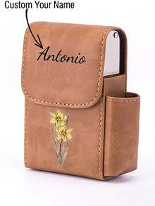 1 Stück personalisierter Name, kreative Kunstleder Flip-Top Unisex dicke Zigarettenetui, multifunktionale tragbare Raucher-Accessoire (nur Zigarettenetui), schickes Design - Verschiedenfarbig - Übersicht 2