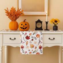 1 Stück Tischläufer mit Blattdruck für Thanksgiving, Ahorn-Blatt Landhausstil Dekoration für Küchentisch, geeignet für Wohnzimmer, Innen-/Außenbereich, Familientreffen