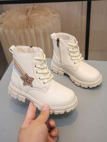 儿童户外踝靴，百搭踝靴，适合返校、春秋季穿着 - 米色 - 查看 3