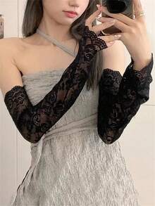 1 Pair Women's Double Layer Lace Cuff Decorative Fake Sleeve Arm Warmers