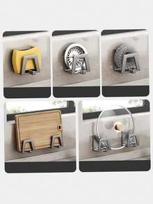 1 件免钻厨房锅盖架，壁挂式收纳架，用于放置炊具盖和切菜板