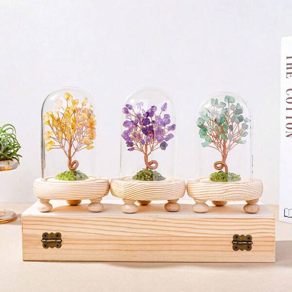 1pc Natural Crystal Gravel Specimen - Feng Shui Money Tree In Glass Bottle | Desktop/Home Decor Accessory
