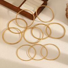 18K Gold Plated Stainless Steel Women's Bracelet, Fashion Luxury Minimalist Basic Bracelet, Waterproof Jewelry - Gold - View 7