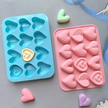 12 件不对称心形硅胶模具，适用于树脂、蜡烛、肥皂、蜡熔体和 DIY 工艺品，易于脱模可重复使用 - 彩色 - 查看 4