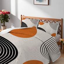 2/3 Pcs Simple Geometric Print Bedding Set(1 Quilt + 1/2 Pillowcases), Soft Microfiber, Lightweight, Breathable, Easy To Care Summer Quilt Set, Queen/King Coverlet, High-Quality Bedspread Set, Nice Room Decor - Line Round Cake - View 3