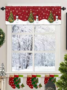 1 件圣诞装饰窗帘，带杆袋，图案包括圣诞树、雪人、雪花和姜饼人，适用于卧室、客厅、餐厅、厨房装饰，也可用作圣诞装饰品、圣诞派对用品、圣诞房间装饰、平安夜装饰、圣诞装饰、圣诞快乐横幅装饰、圣诞节装饰以及 2026 新年装饰。