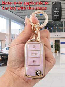 大眾汽車鑰匙擋套保護套+鍍金鑽石車鑰匙扣帶螺絲刀套裝,適用於大眾3按鈕摺疊鑰匙 - 彩色 - 查看 2